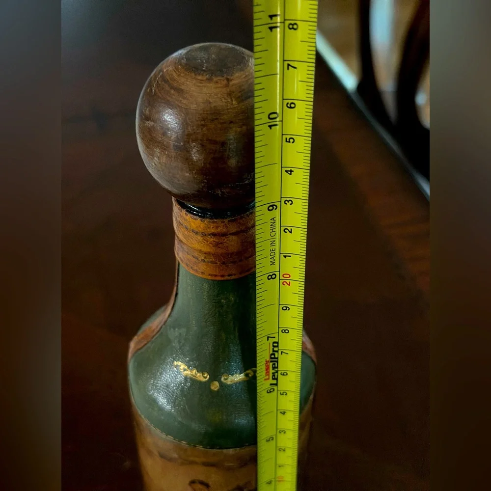 Vintage MCM Italian Leather Wrapped Wine/Liquor Decanter Bottle Very Rare